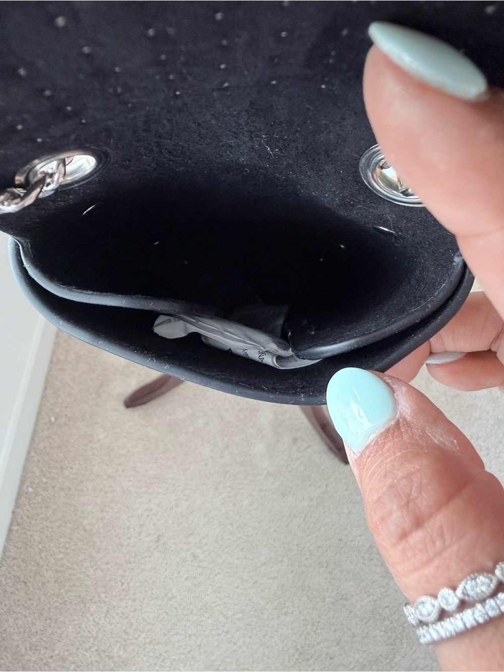 Stradivarius Black Studded Mini Crossbody Bag with Chain - Picture 8 of 13